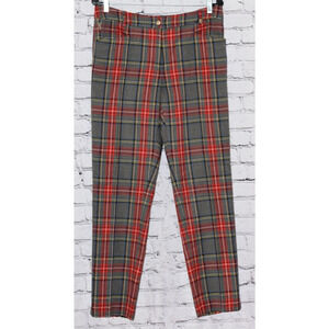 GOLFINO Women's Golf Red Tartan Check Slim Fit Trouser Pants Size 10